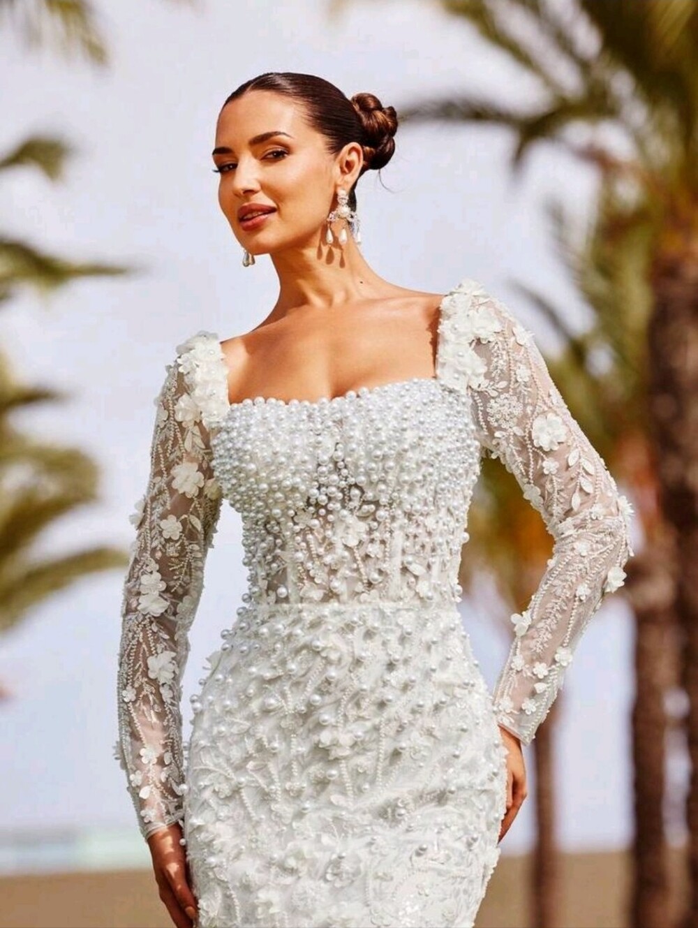 NWT Faeriesty Size XL Elegant Pearl Embellished 3D Floral Corseted Gown - Picture 15 of 16